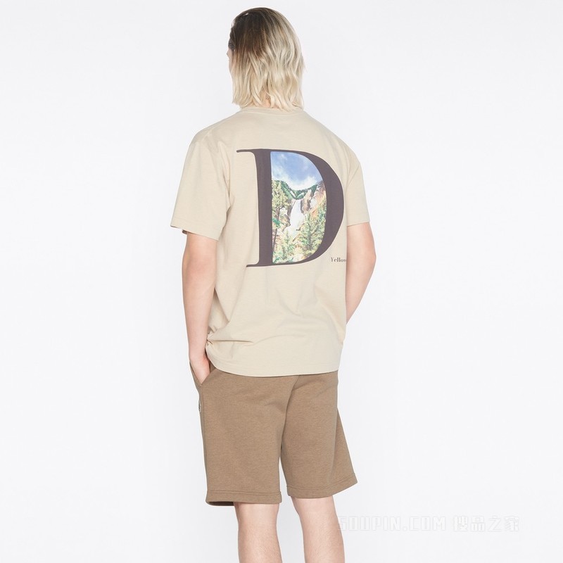 DIOR AND JACK KEROUAC T 恤, 宽松版型 米色棉质竹节平纹针织面料