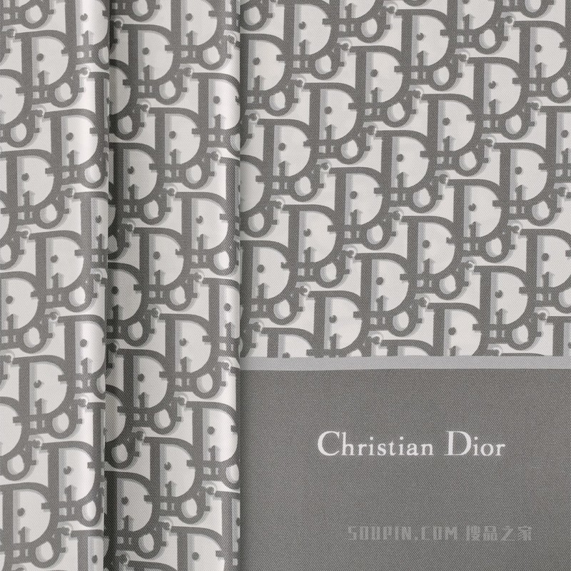 Dior 经典披肩 灰色桑蚕丝斜纹面料 Oblique 印花