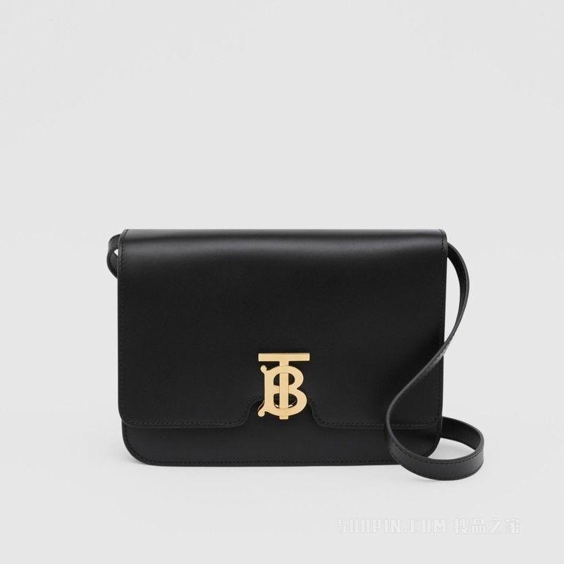 TB 中号专属标识皮革锁扣包 (黑色) - 女士