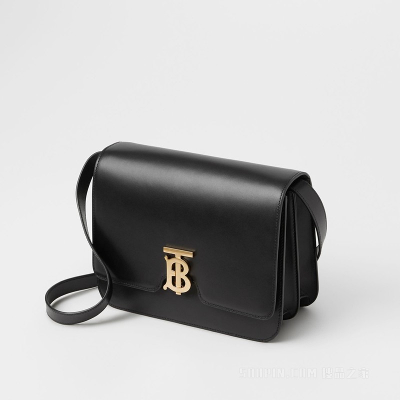 TB 中号专属标识皮革锁扣包 (黑色) - 女士