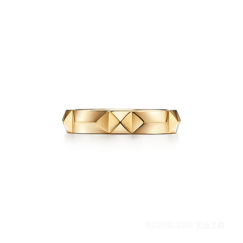 Tiffany True™ 系列 18K 黄金戒指，宽 4 毫米