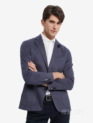 22新款春季男装商务简约花朵装饰平驳领西装外套THC7948410