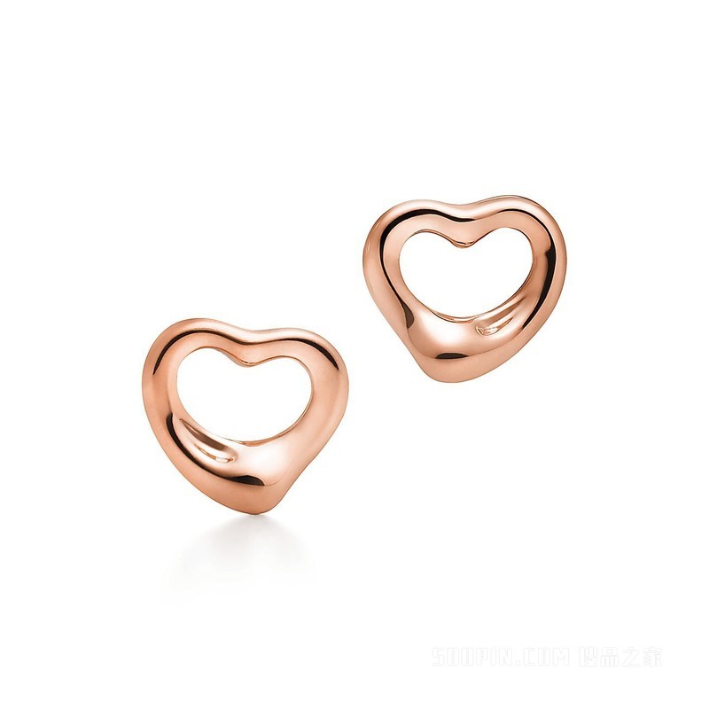 Elsa Peretti® 系列 18K 玫瑰金 Open Heart 耳钉，11 毫米