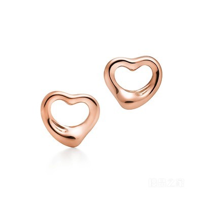 Elsa Peretti® 系列 18K 玫瑰金 Open Heart 耳钉，11 毫米