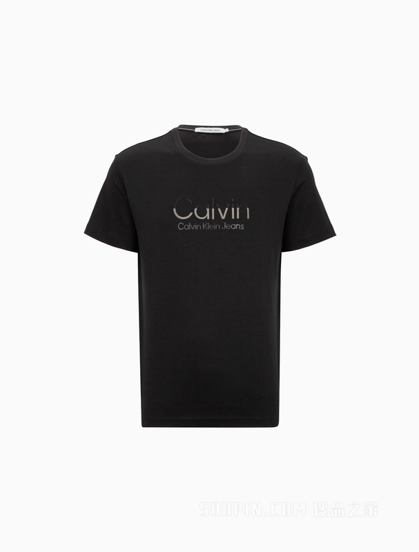 Calvin Klein 22春夏新款男士时尚纯棉透气拼色LOGO绣印短袖T恤J320569