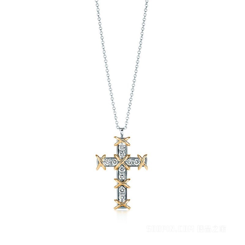 Jean Schlumberger Ten Stone 18K 金镶钻十字架吊坠。