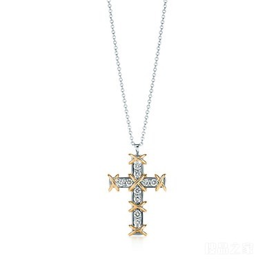 Jean Schlumberger Ten Stone 18K 金镶钻十字架吊坠。