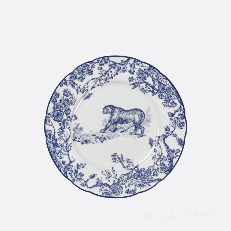 甜品碟 蓝色 Tiger 茹伊印花