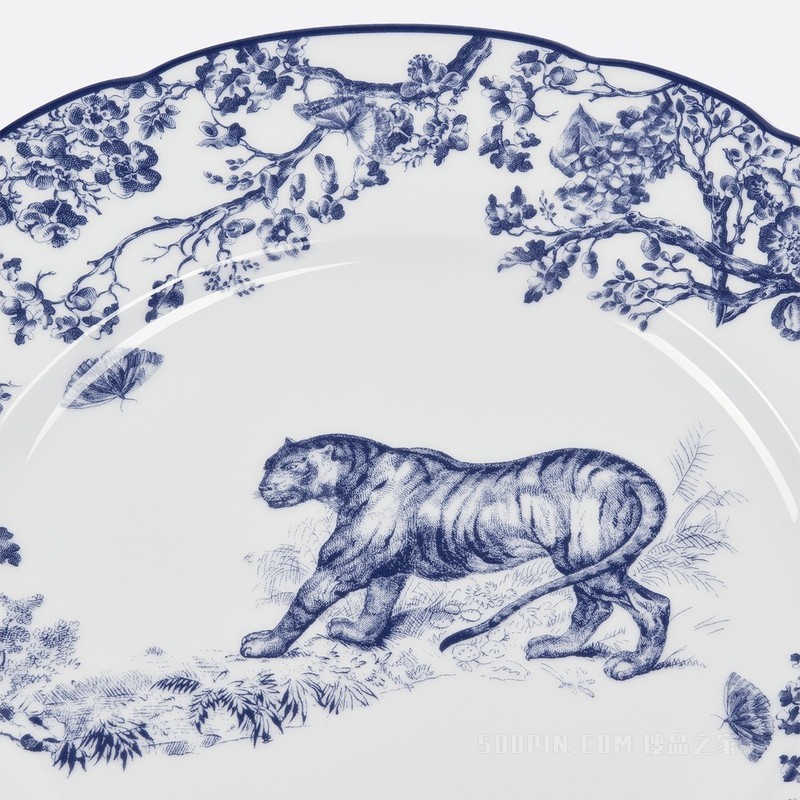 甜品碟 蓝色 Tiger 茹伊印花
