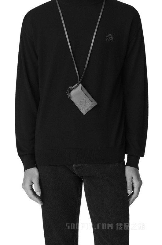 粒面牛皮革品牌简约卡包项链