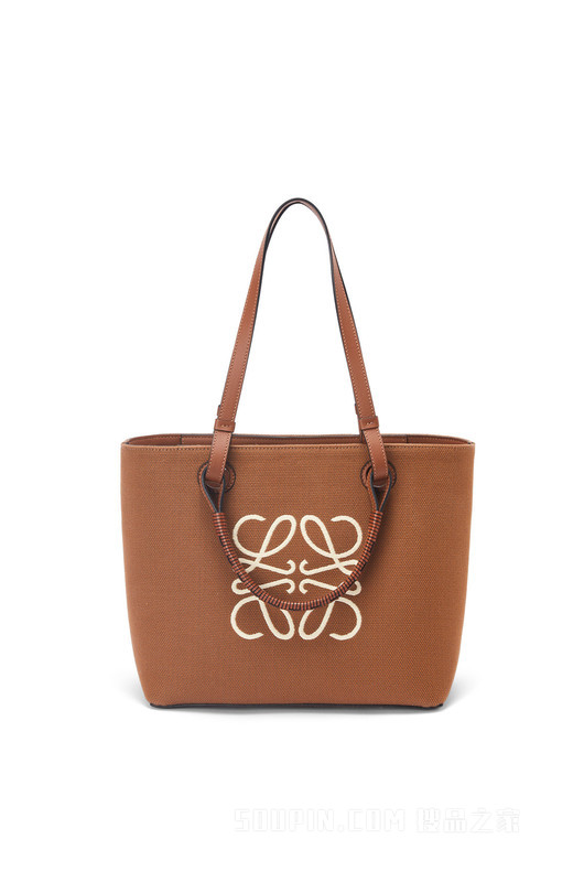小号提花布和牛皮革 Anagram Tote 手袋