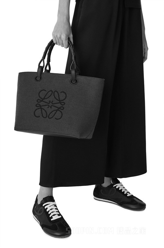 小号提花布和牛皮革 Anagram Tote 手袋