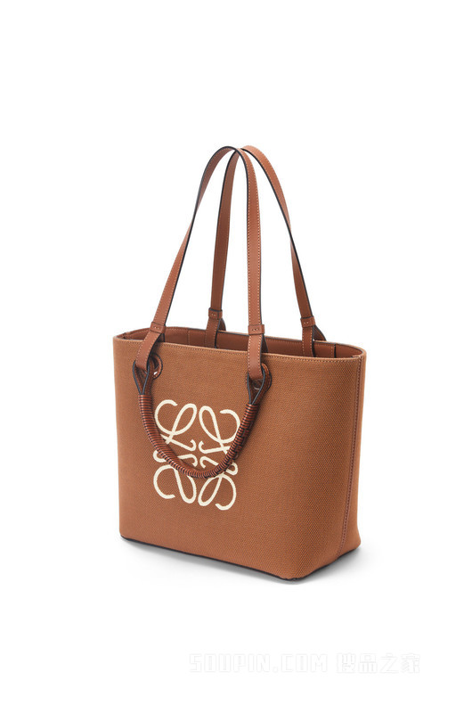 小号提花布和牛皮革 Anagram Tote 手袋