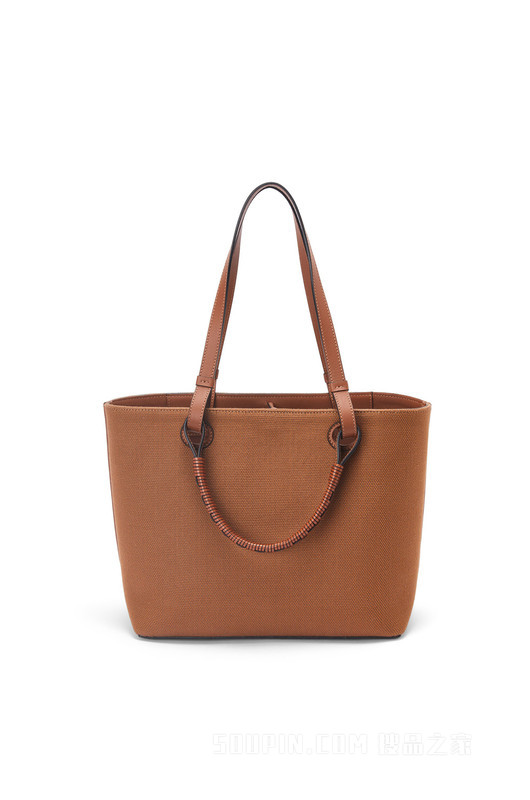 小号提花布和牛皮革 Anagram Tote 手袋