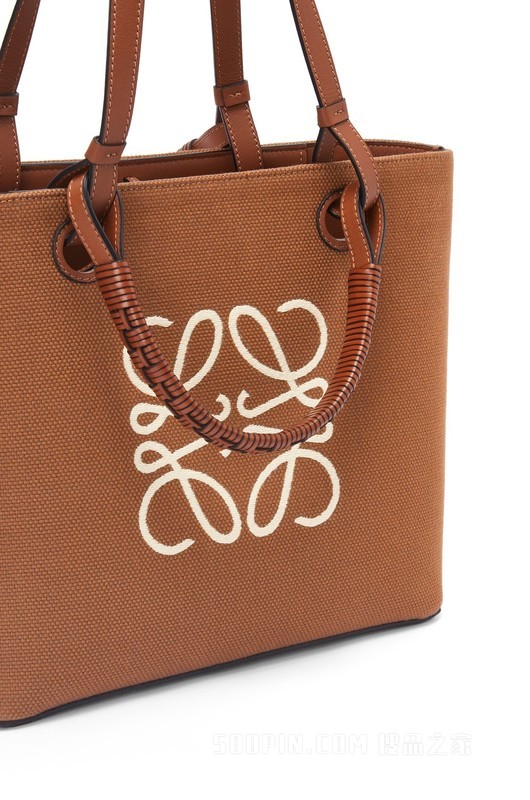 小号提花布和牛皮革 Anagram Tote 手袋