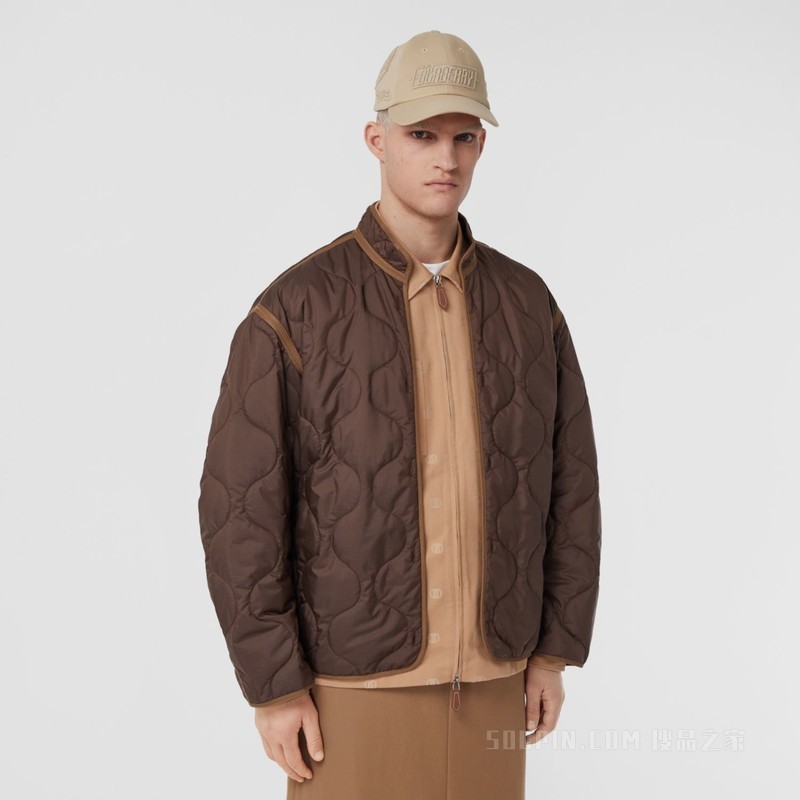 拼色宽松风雪大衣（含可拆式保暖内层） (深松露棕色) - 男士