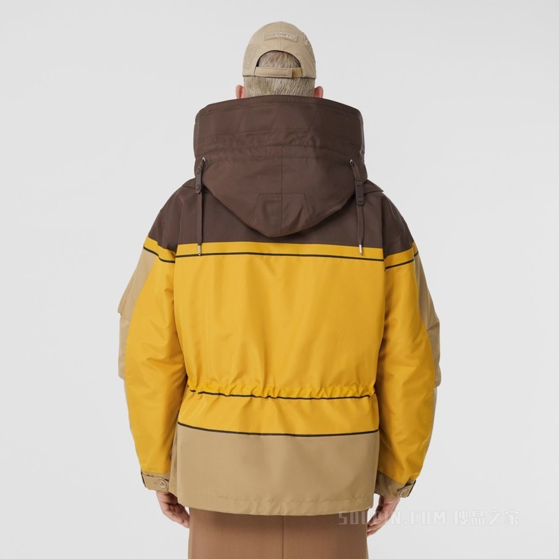 拼色宽松风雪大衣（含可拆式保暖内层） (深松露棕色) - 男士