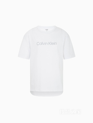 Calvin Klein 女士简约休闲圆领反光LOGO印花短袖T恤4WS2K189