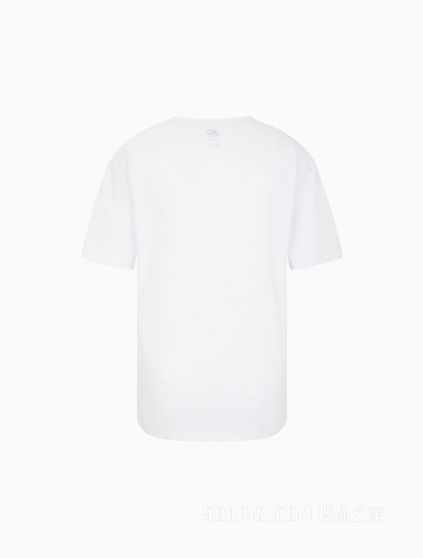 Calvin Klein 女士简约休闲圆领反光LOGO印花短袖T恤4WS2K189