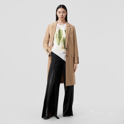 羊毛混纺量裁大衣 (驼色) - 女士