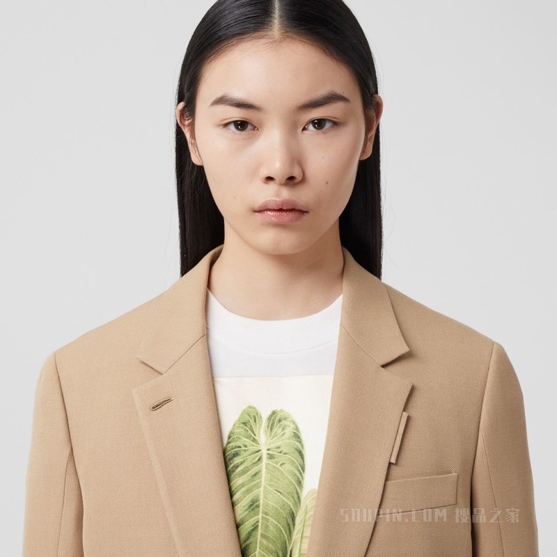 羊毛混纺量裁大衣 (驼色) - 女士