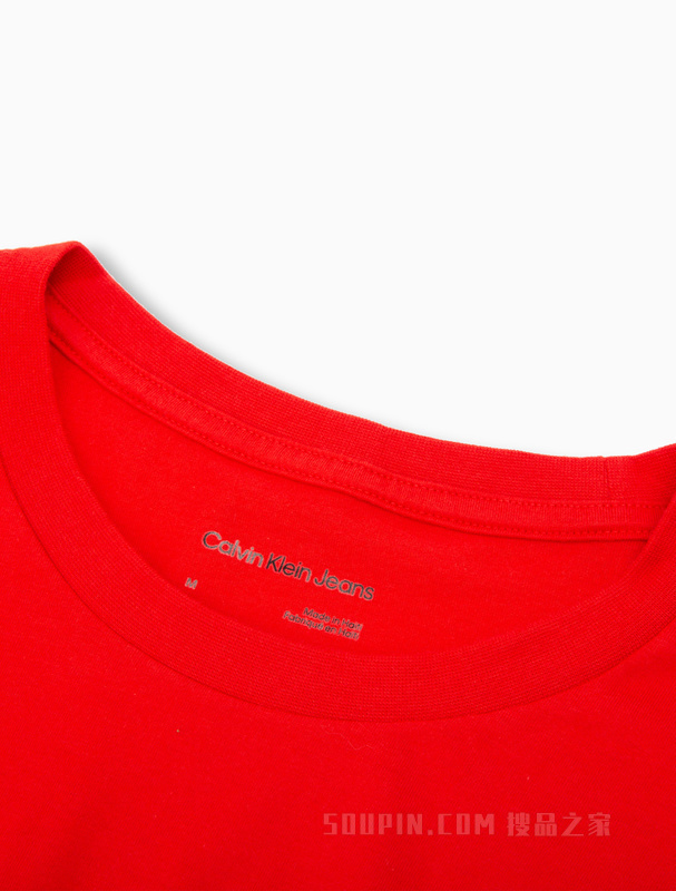 Calvin Klein 22春夏男士休闲简约圆领印花LOGO纯棉透气短袖T恤40DC816