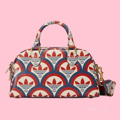 adidas x Gucci联名系列迷你旅行包 红色和蓝色皮革
