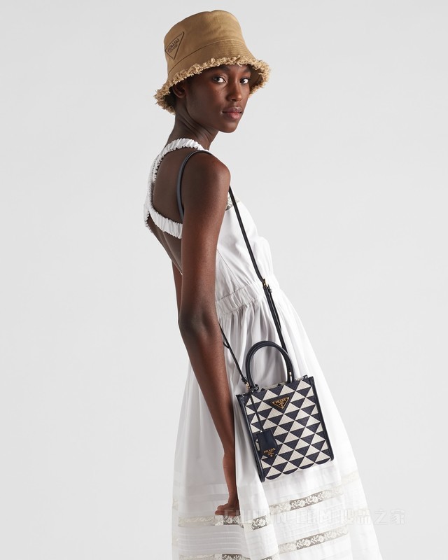 Prada Symbole 刺绣织物小号托特包