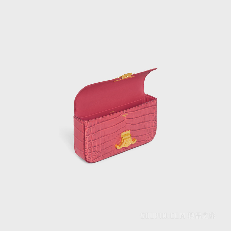 TRIOMPHE鳄鱼皮革链条肩背包 24396