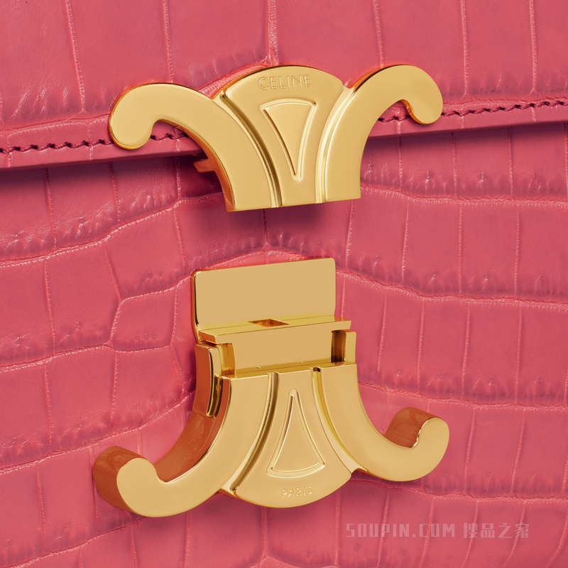 TRIOMPHE鳄鱼皮革链条肩背包 24396