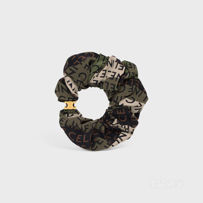 CELINE CAMOUFLAGE CELINE金色饰面黄铜和卡其色桑蚕丝发带 26519