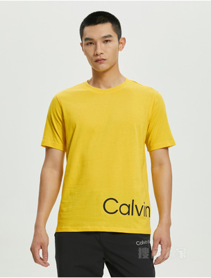 Calvin Klein 22春夏男士运动休闲圆领醒目贴胶大LOGO短袖T恤4MS2K111