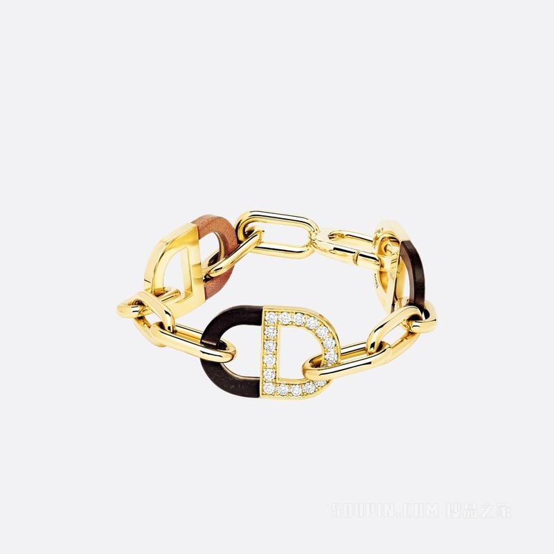 Color Dior 手链 黄色 18K 金、钻石、黑檀木、胡桃木和枫木