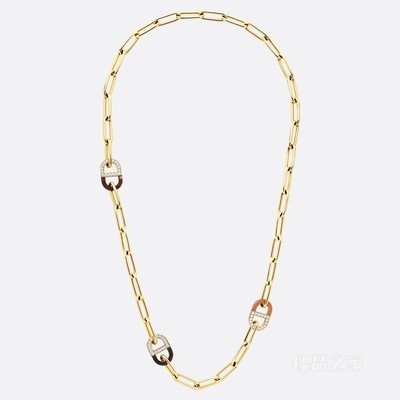 Color Dior 长款项链 黄色 18K 金、钻石、黑檀木、胡桃木和枫木