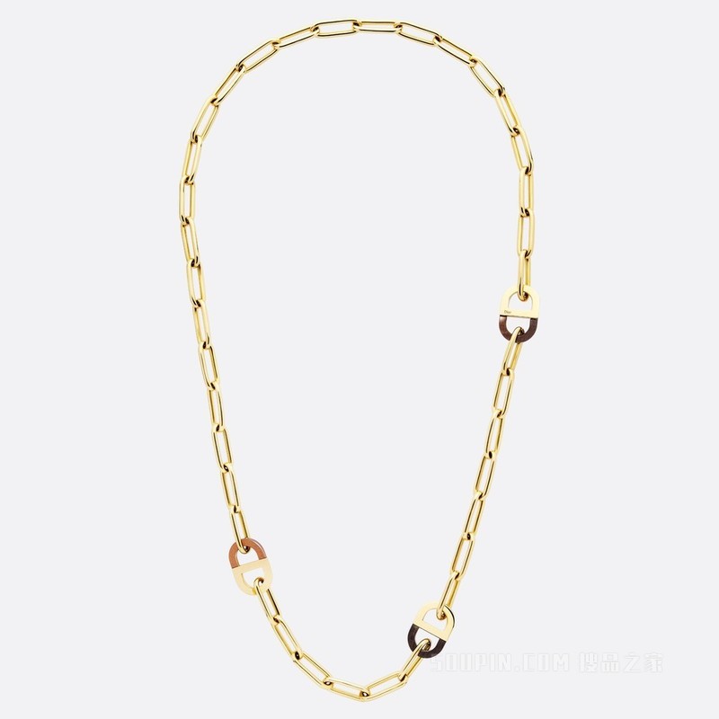 Color Dior 长款项链 黄色 18K 金、钻石、黑檀木、胡桃木和枫木