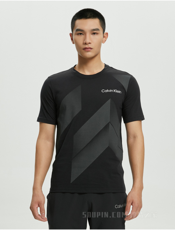 Calvin Klein 22春夏男士休闲几何印花简约LOGO圆领透气短袖T恤4MT2K139