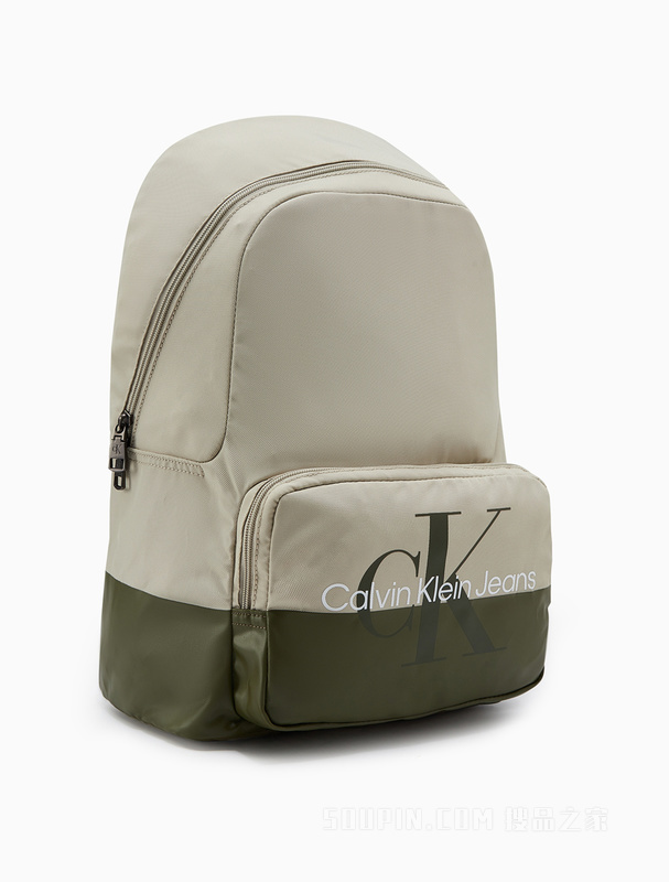 Calvin Klein 22初秋新款男士休闲拼色印花LOGO拉链大容量双肩包HH3208