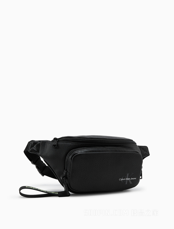 Calvin Klein 22初秋新款男士休闲简约压印LOGO调节插扣斜挎腰包HH3225