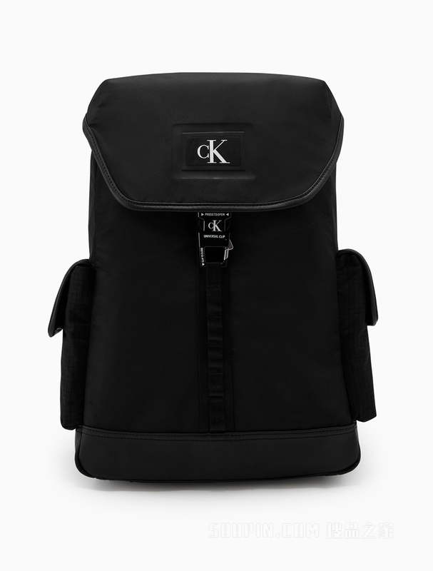 Calvin Klein 22初秋男士休闲旅行LOGO插扣翻盖束口大容量双肩包HH3227