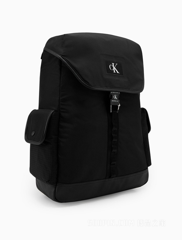 Calvin Klein 22初秋男士休闲旅行LOGO插扣翻盖束口大容量双肩包HH3227