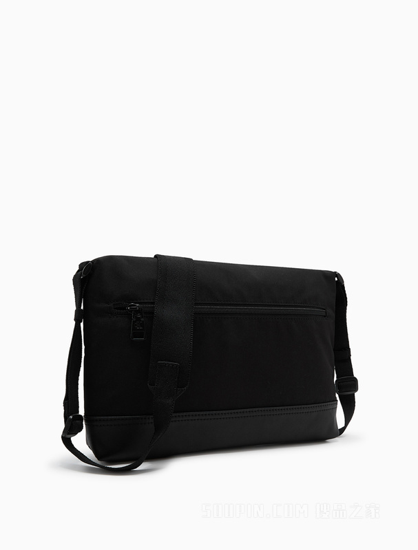 Calvin Klein 22初秋男士简约拼接格纹LOGO横款拉链单肩斜挎包HH3230