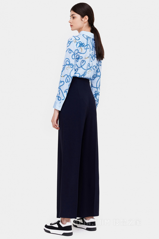 金属扣装饰直筒裤