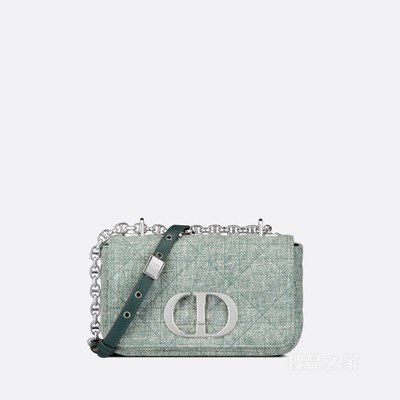 小号 Dior Caro 手袋 绿色亚麻超大藤格纹