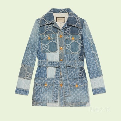 GG牛仔布拼布夹克 蓝色
