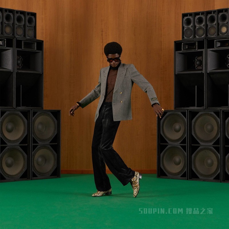 羊毛亚麻双排扣夹克 灰色