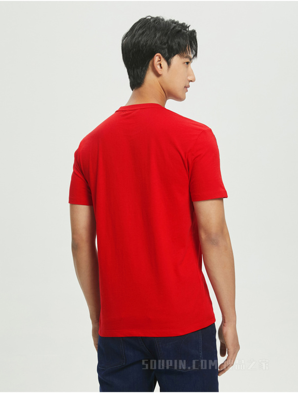 Calvin Klein 22春夏男士时尚圆领串标织带印花吸汗透气短袖T恤40HC212