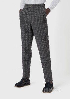 格伦格纹泡泡纱休闲裤 | Giorgio Armani