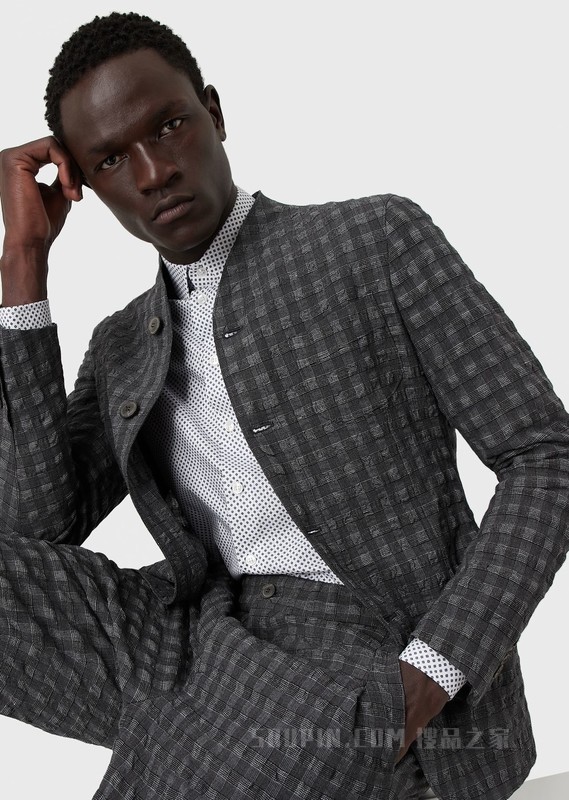 格伦格纹图案泡泡纱西装 | Giorgio Armani