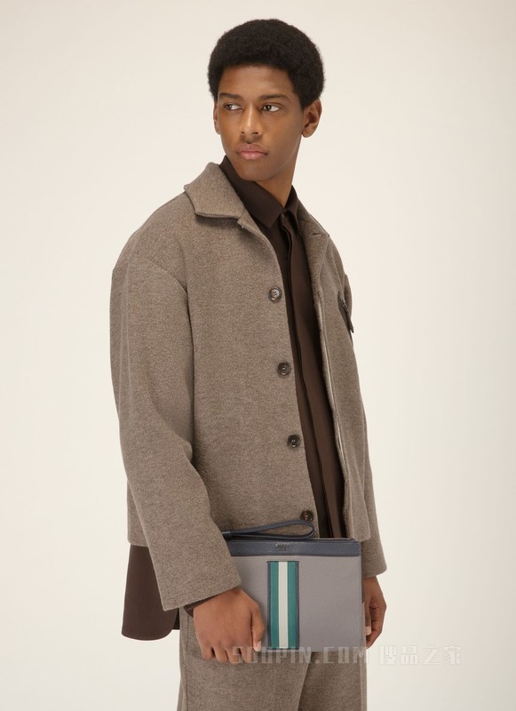 Haig 灰色皮革手拿包