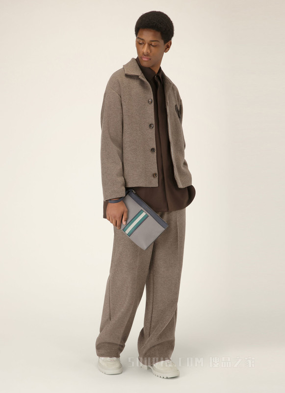 Haig 灰色皮革手拿包